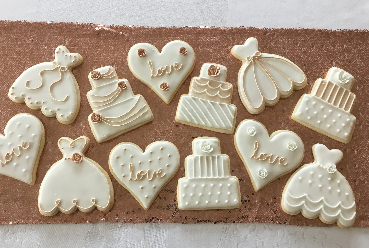Luxurious Rose Gold Wedding Cookies