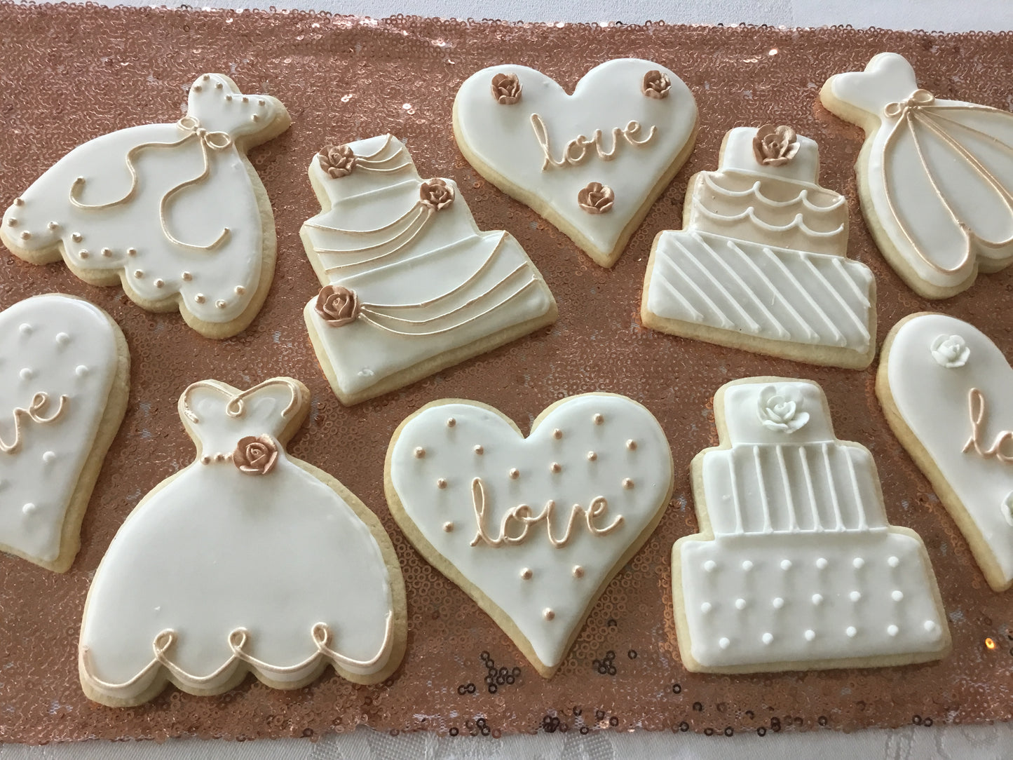 Luxurious Rose Gold Wedding Cookies