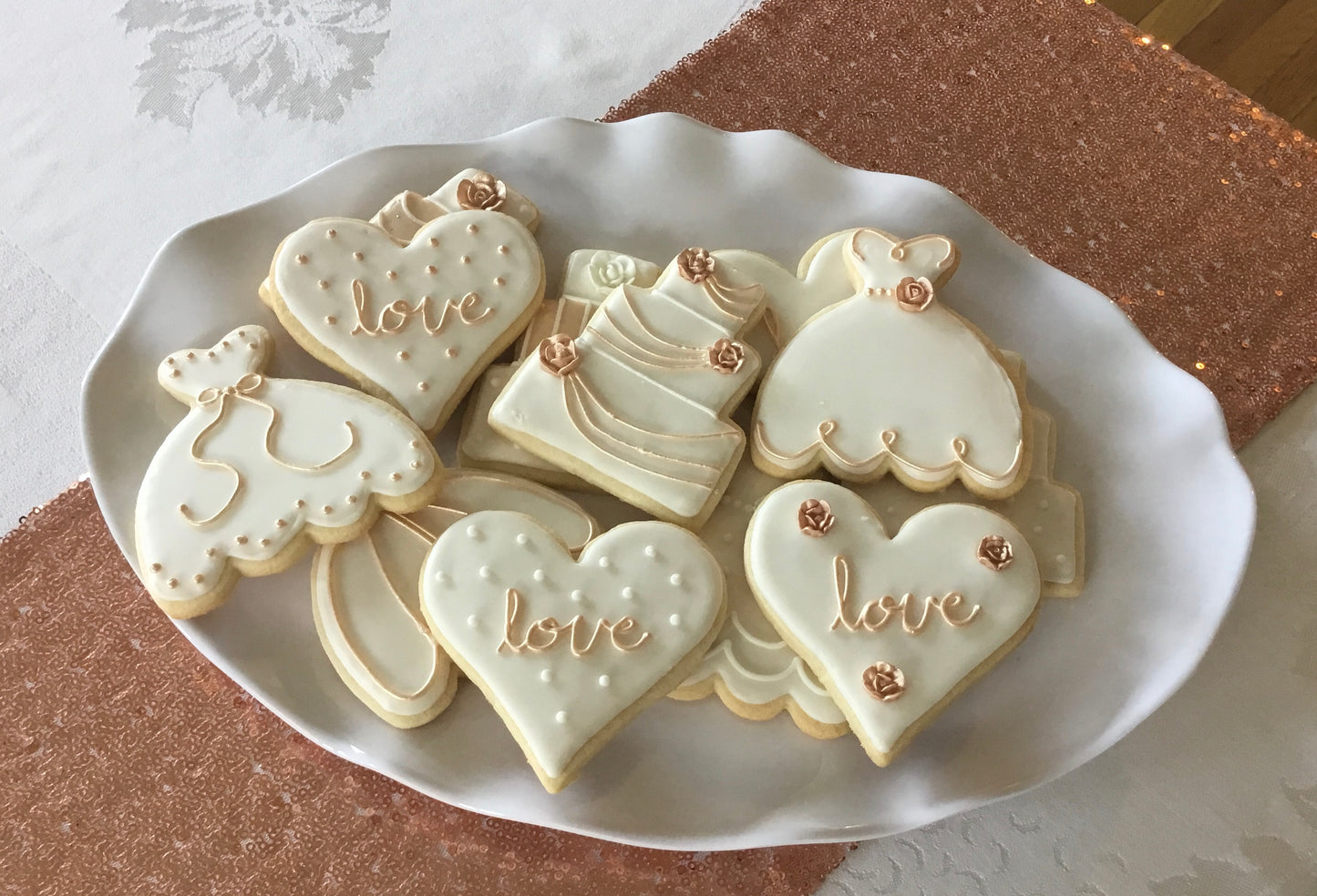 Luxurious Rose Gold Wedding Cookies