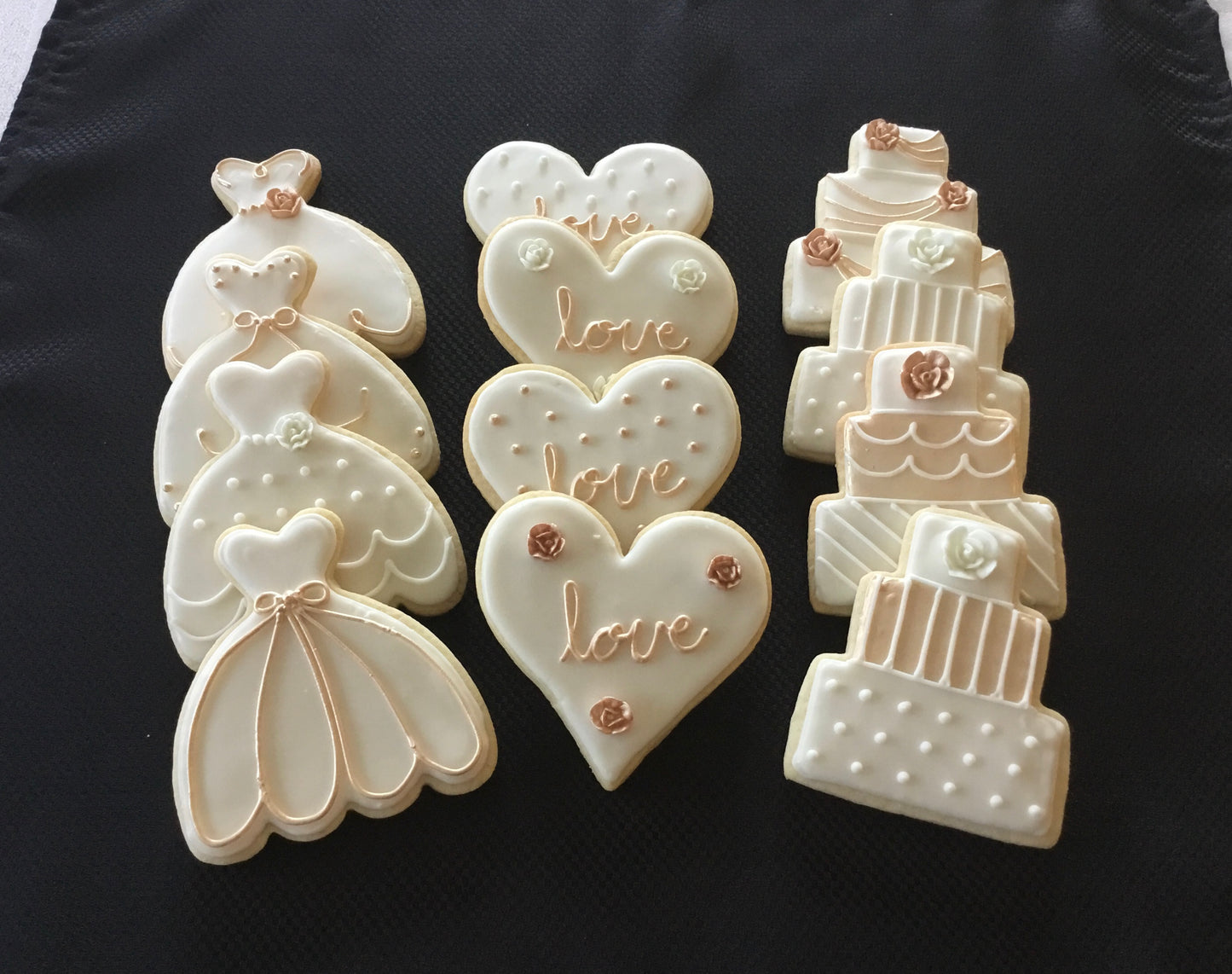 Luxurious Rose Gold Wedding Cookies
