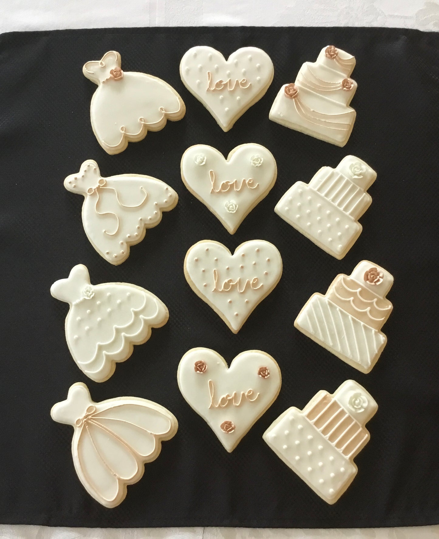 Luxurious Rose Gold Wedding Cookies