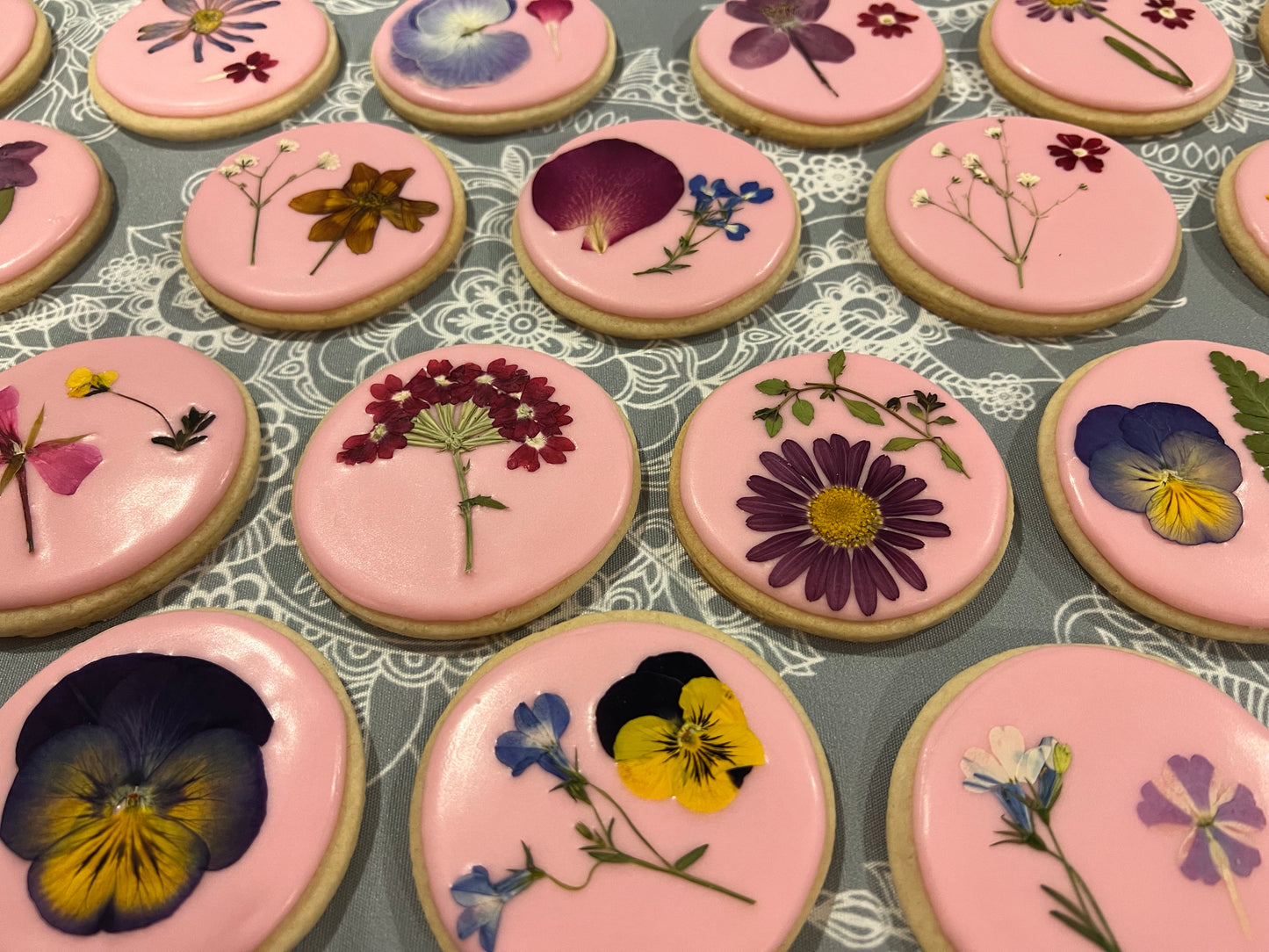 Elegant Pressed Flower Sugar Cookies
