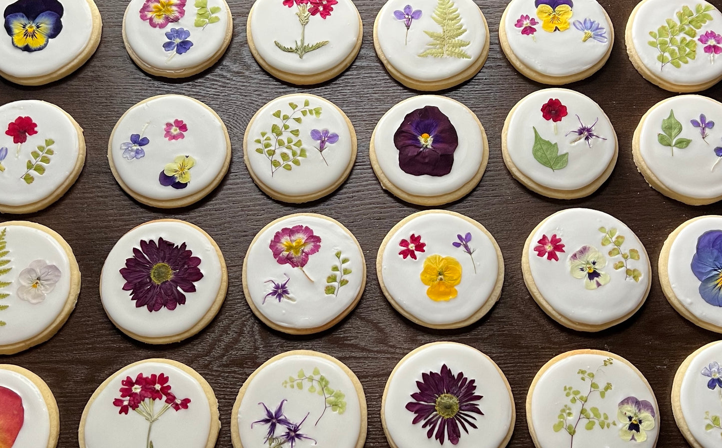 Elegant Pressed Flower Sugar Cookies