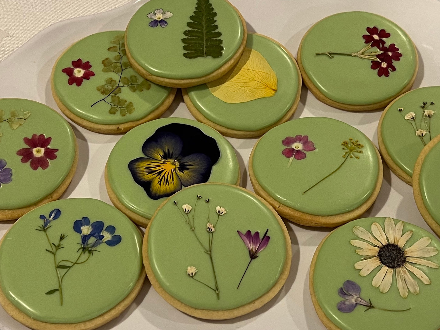 Elegant Pressed Flower Sugar Cookies