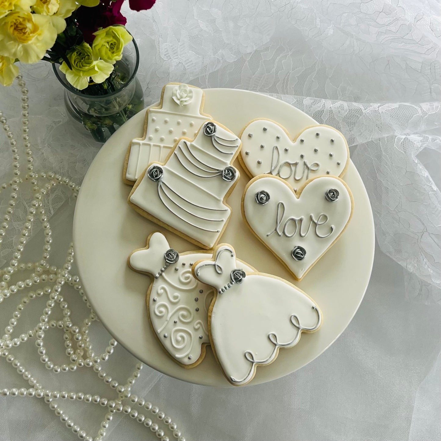 Sophisticated Silver Wedding Cookies