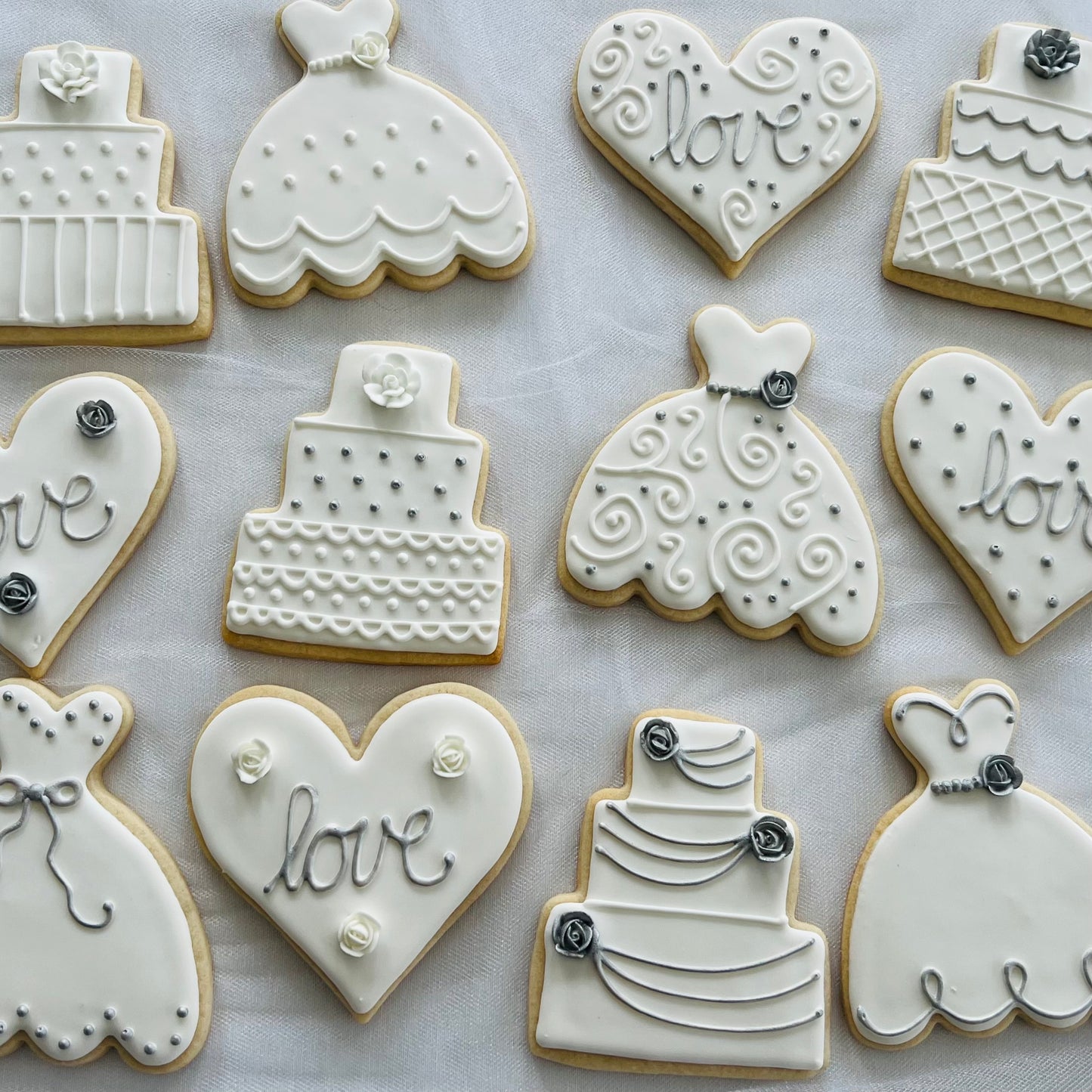 Sophisticated Silver Wedding Cookies