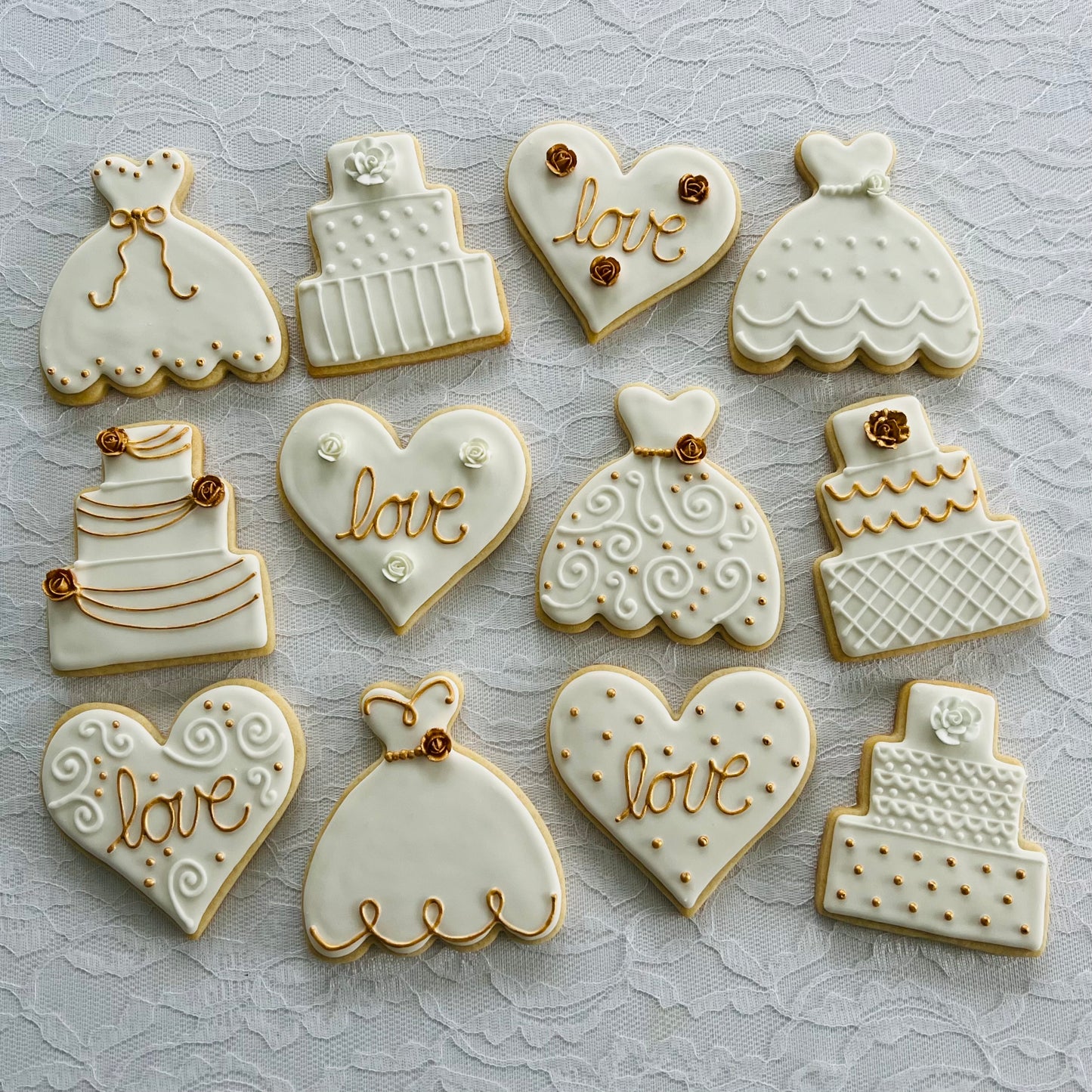 Timeless Pure Gold Wedding Cookies