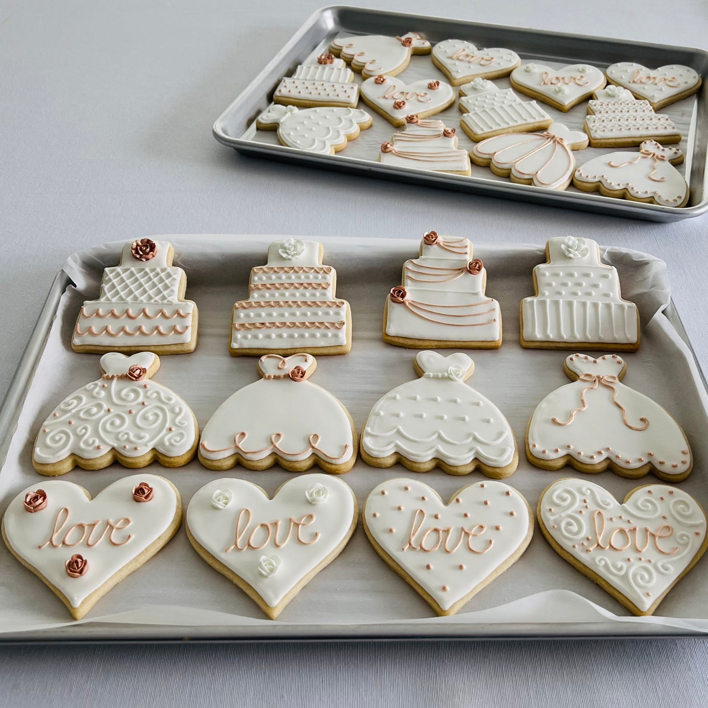 Luxurious Rose Gold Wedding Cookies