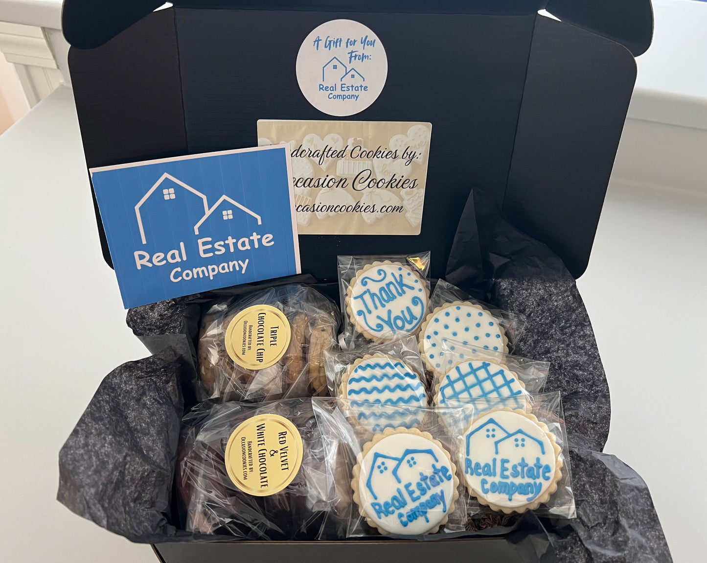 Premium Corporate Cookie Gift Box – Extra Custom Logo Sugar Cookies