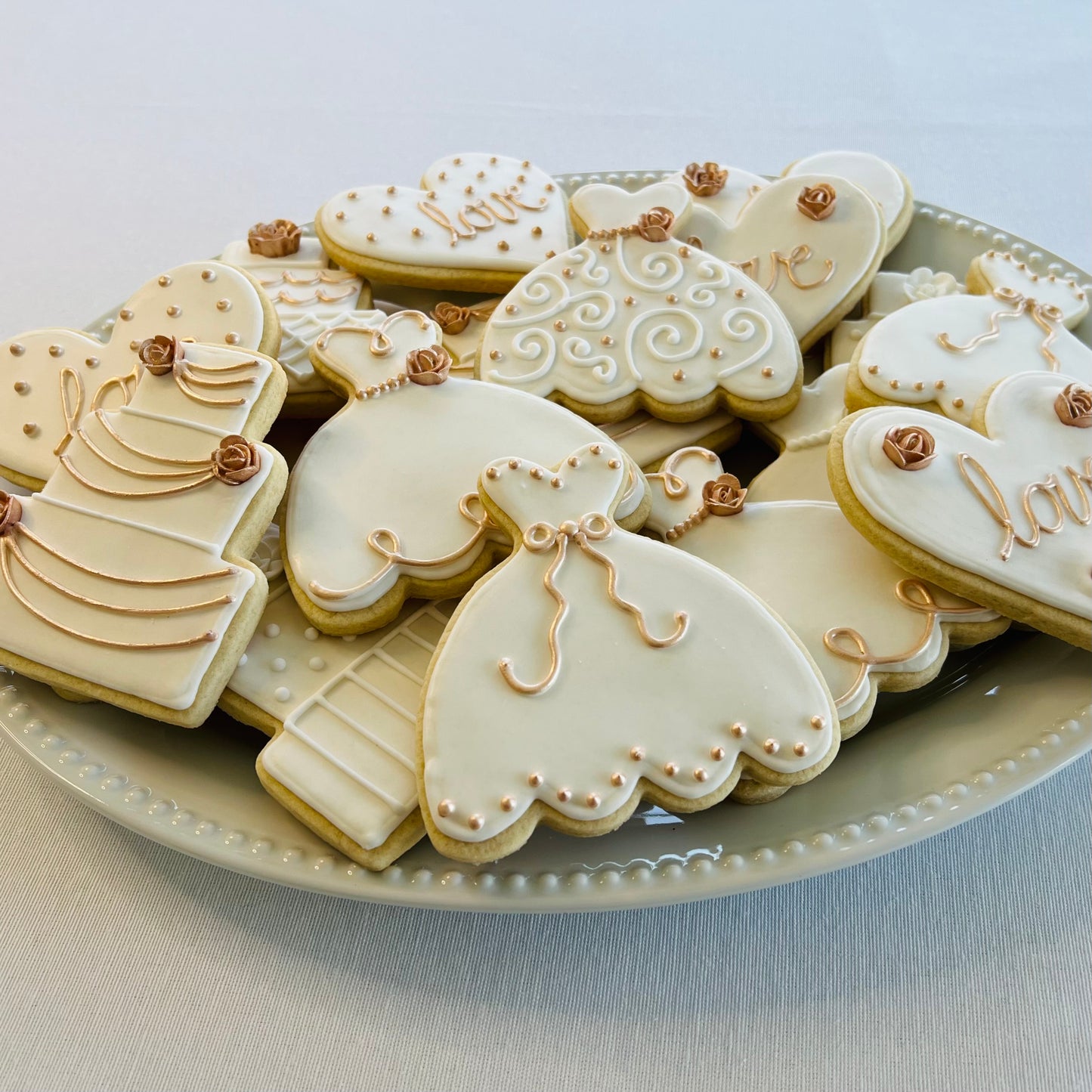 Luxurious Rose Gold Wedding Cookies