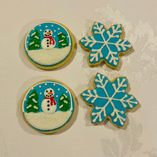 Snowflake & Snow Globe Cookies – Set of 2