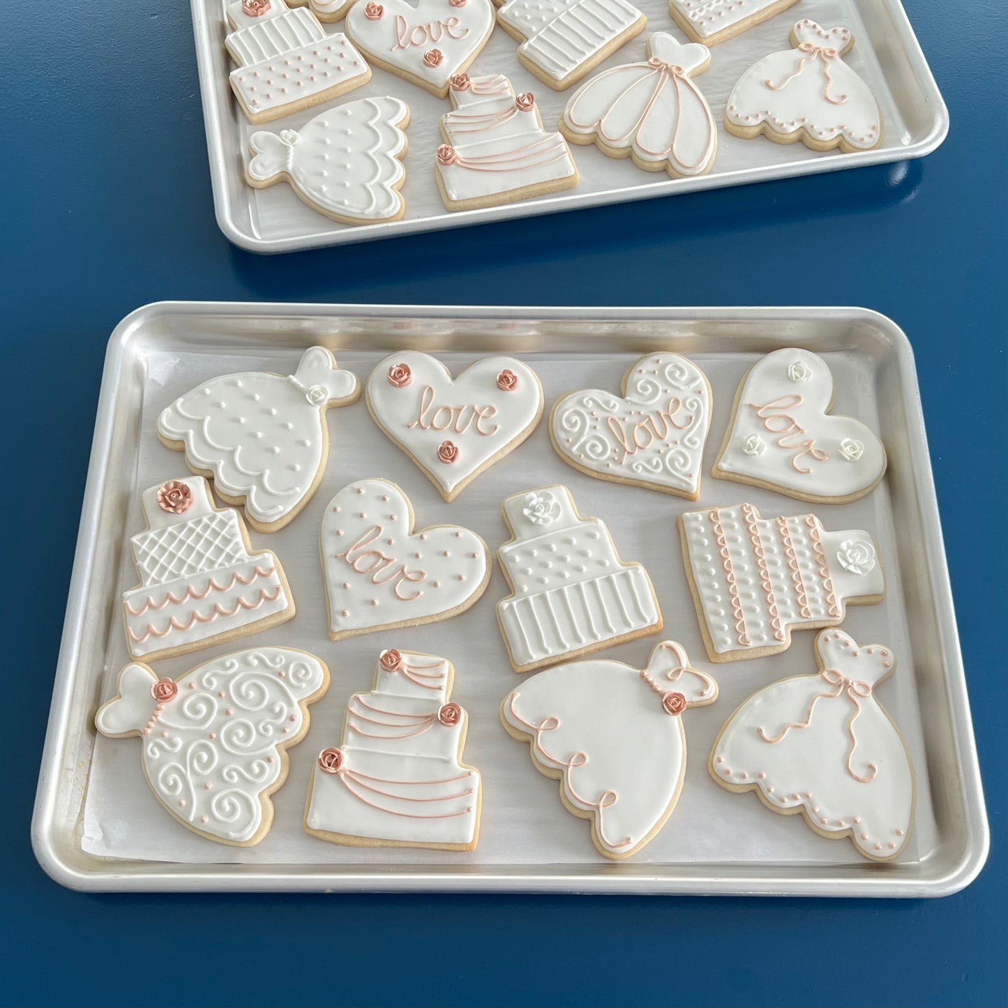 Luxurious Rose Gold Wedding Cookies
