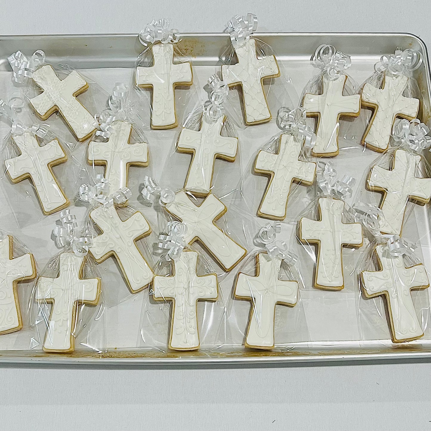Elegant Baptism Cross Cookies | Christening & First Communion Cookies