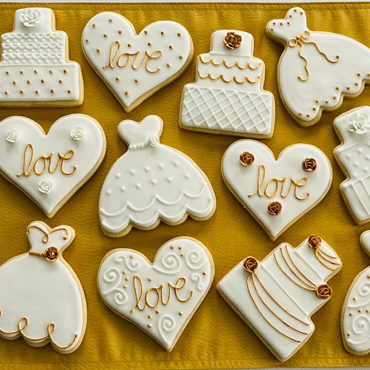 Timeless Pure Gold Wedding Cookies
