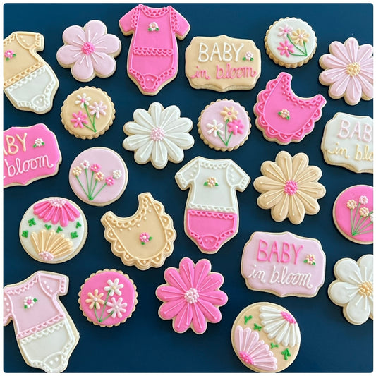 Baby in Bloom Cookies – Floral Baby Shower Sugar Cookies