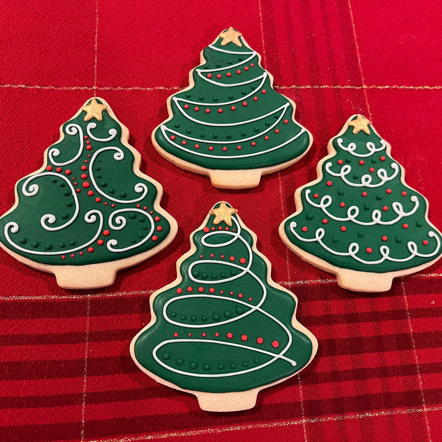 Christmas Tree Cookies – 4-Inch Green Holiday Sugar Cookies with Gold Stars