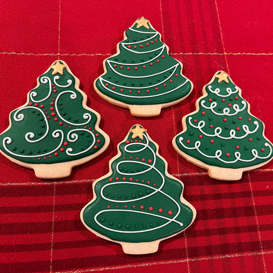 Christmas Tree Cookies – 4-Inch Green Holiday Sugar Cookies with Gold Stars