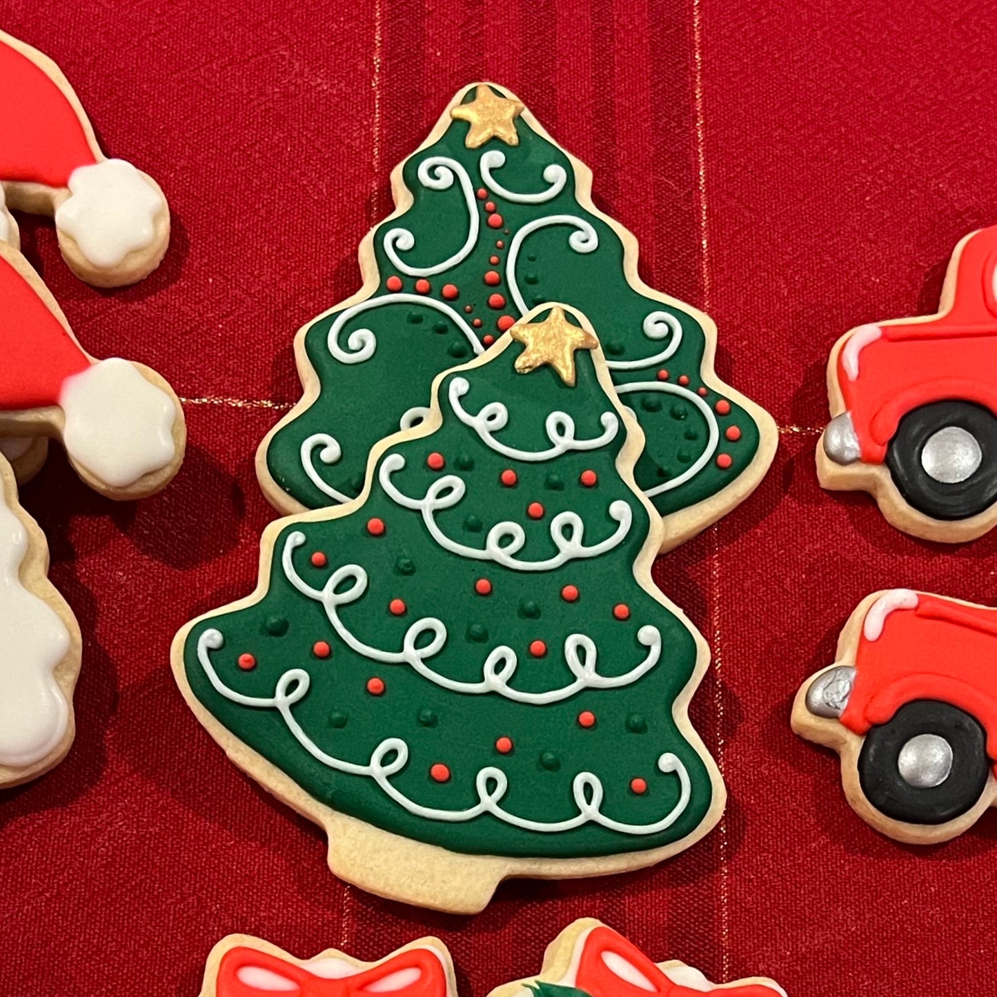 Christmas Tree Cookies – 4-Inch Green Holiday Sugar Cookies with Gold Stars
