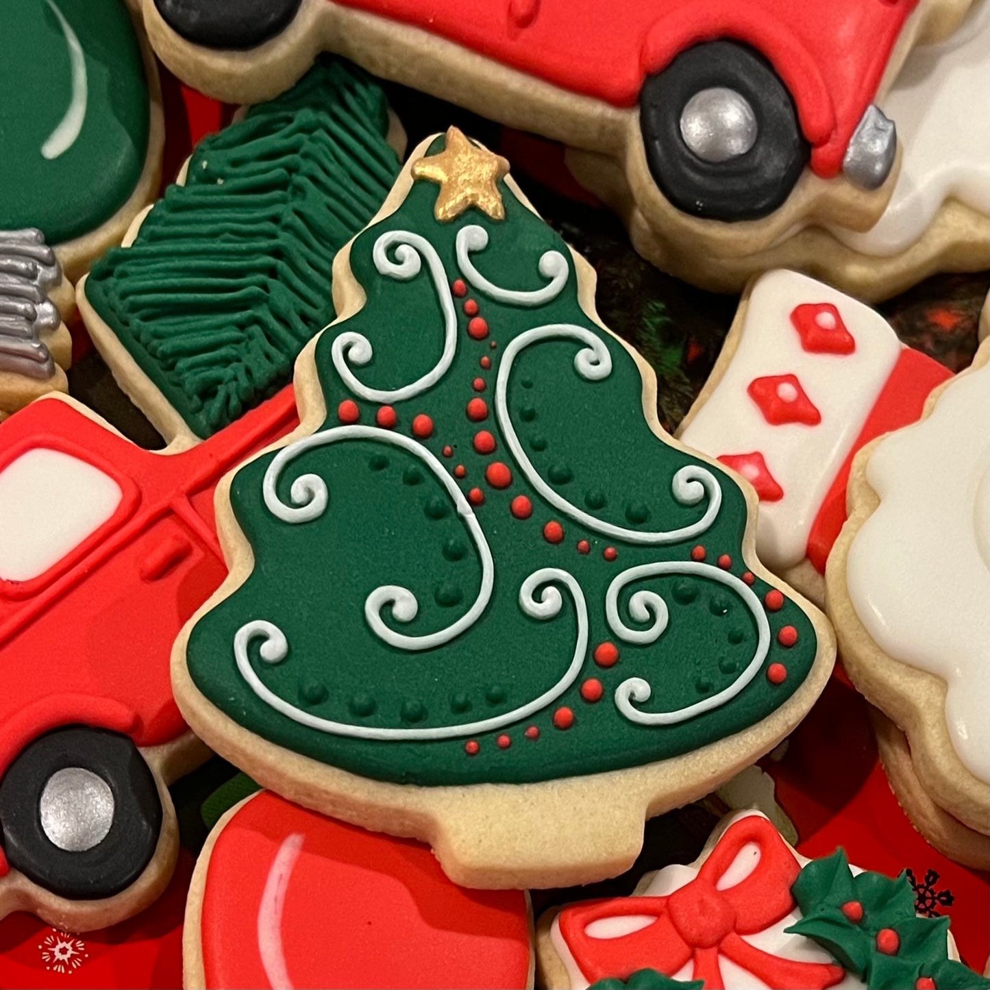 Christmas Tree Cookies – 4-Inch Green Holiday Sugar Cookies with Gold Stars