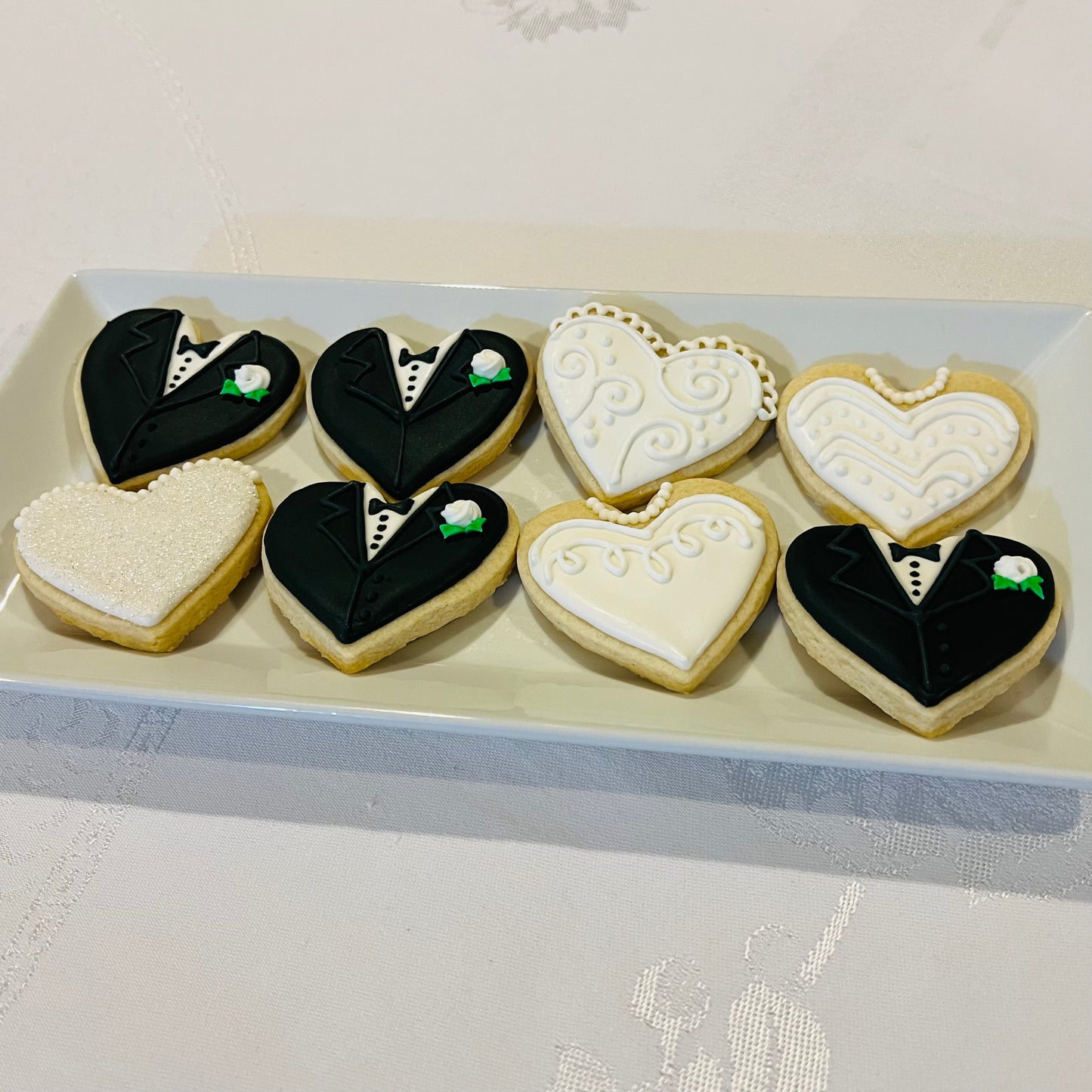 Mini Bride & Groom Heart Sugar Cookies