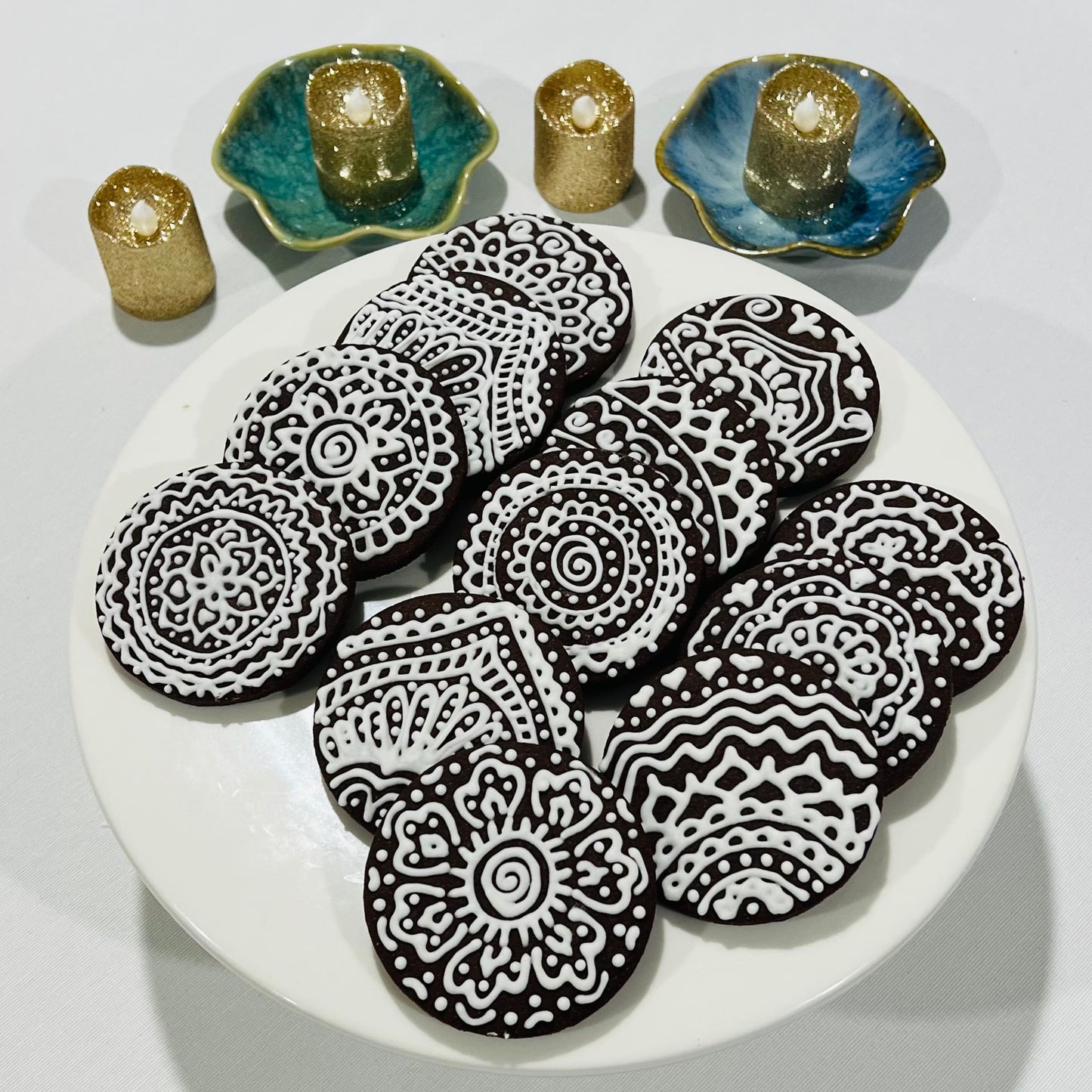 Chocolate Cardamom Mehndi Inspired Cookies – Hand-Decorated Royal Icing Sugar Cookies