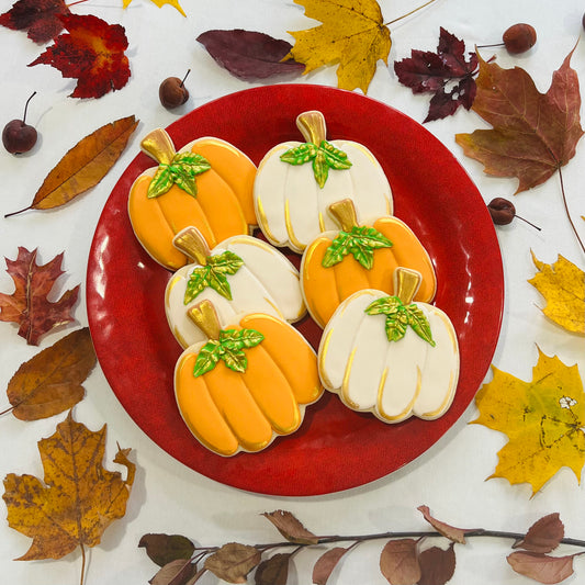 Pumpkin Cookies with Gold Detailing – Elegant Fall Sugar Cookies