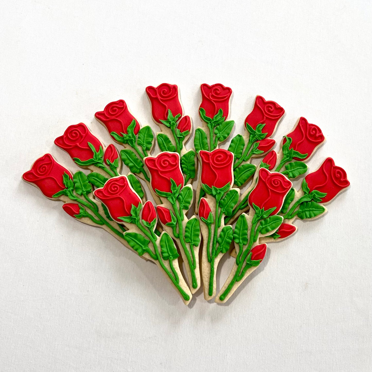 Long Stem Rose Cookies – Elegant Floral Sugar Cookies for Weddings, Gifting & Corporate Appreciation