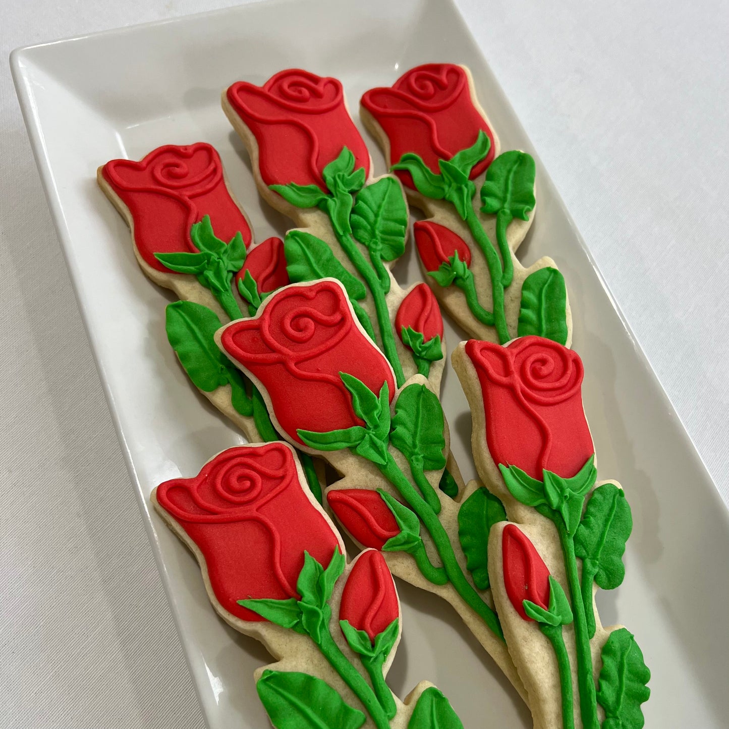 Long Stem Rose Cookies – Elegant Floral Sugar Cookies for Weddings, Gifting & Corporate Appreciation