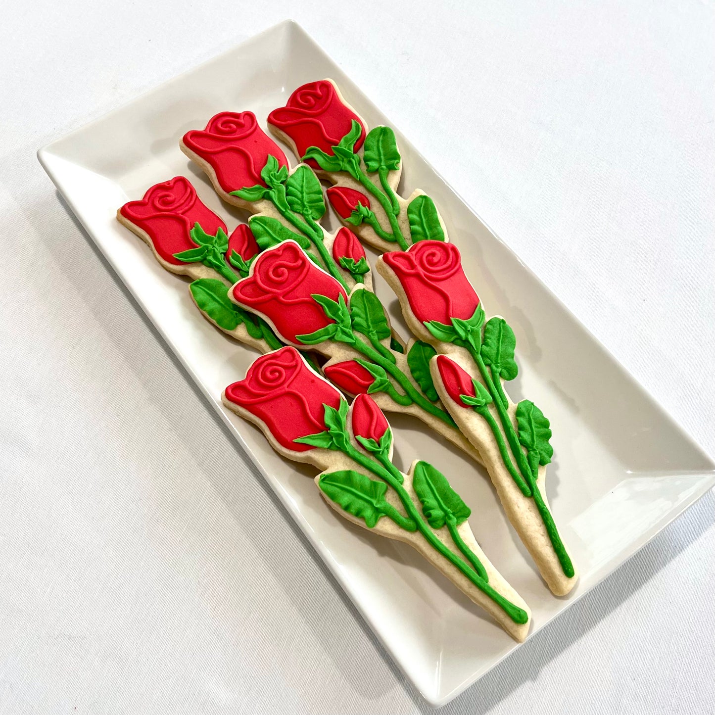 Long Stem Rose Cookies – Elegant Floral Sugar Cookies for Weddings, Gifting & Corporate Appreciation
