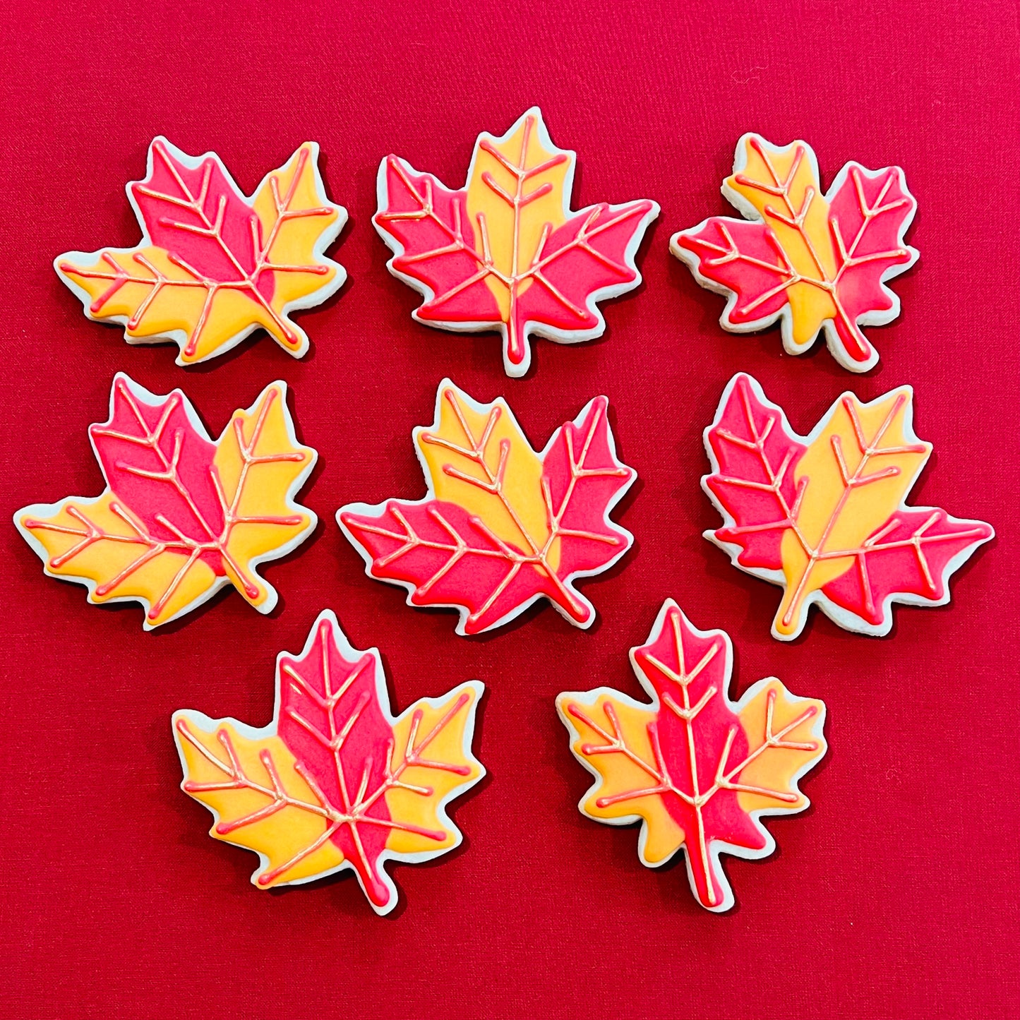 Fall Leaf Cookies – Gold Detailed Sugar Cookies with Vanilla or Maple Icing
