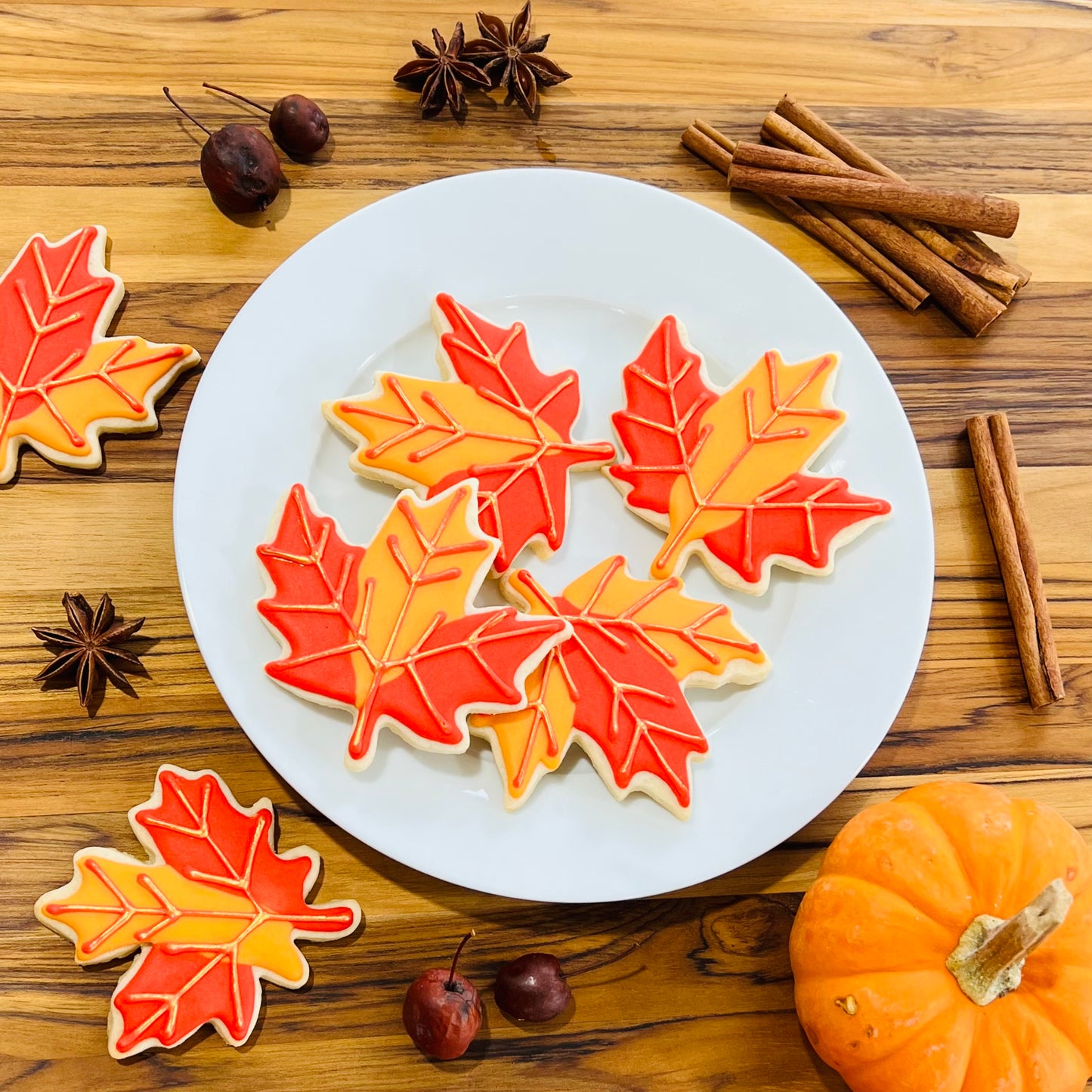 Fall Leaf Cookies – Gold Detailed Sugar Cookies with Vanilla or Maple Icing