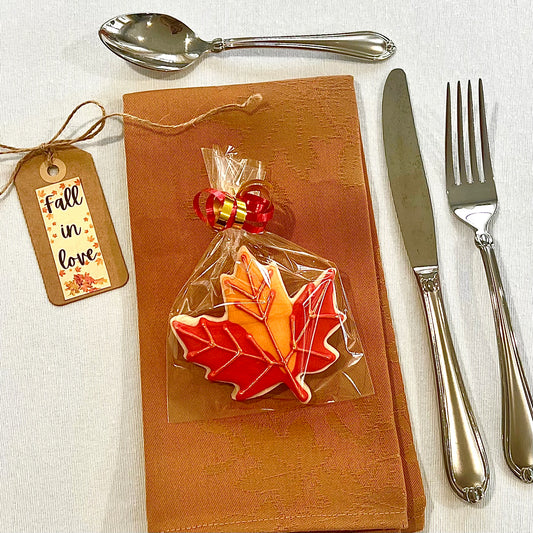 Fall Leaf Cookies – Gold Detailed Sugar Cookies with Vanilla or Maple Icing