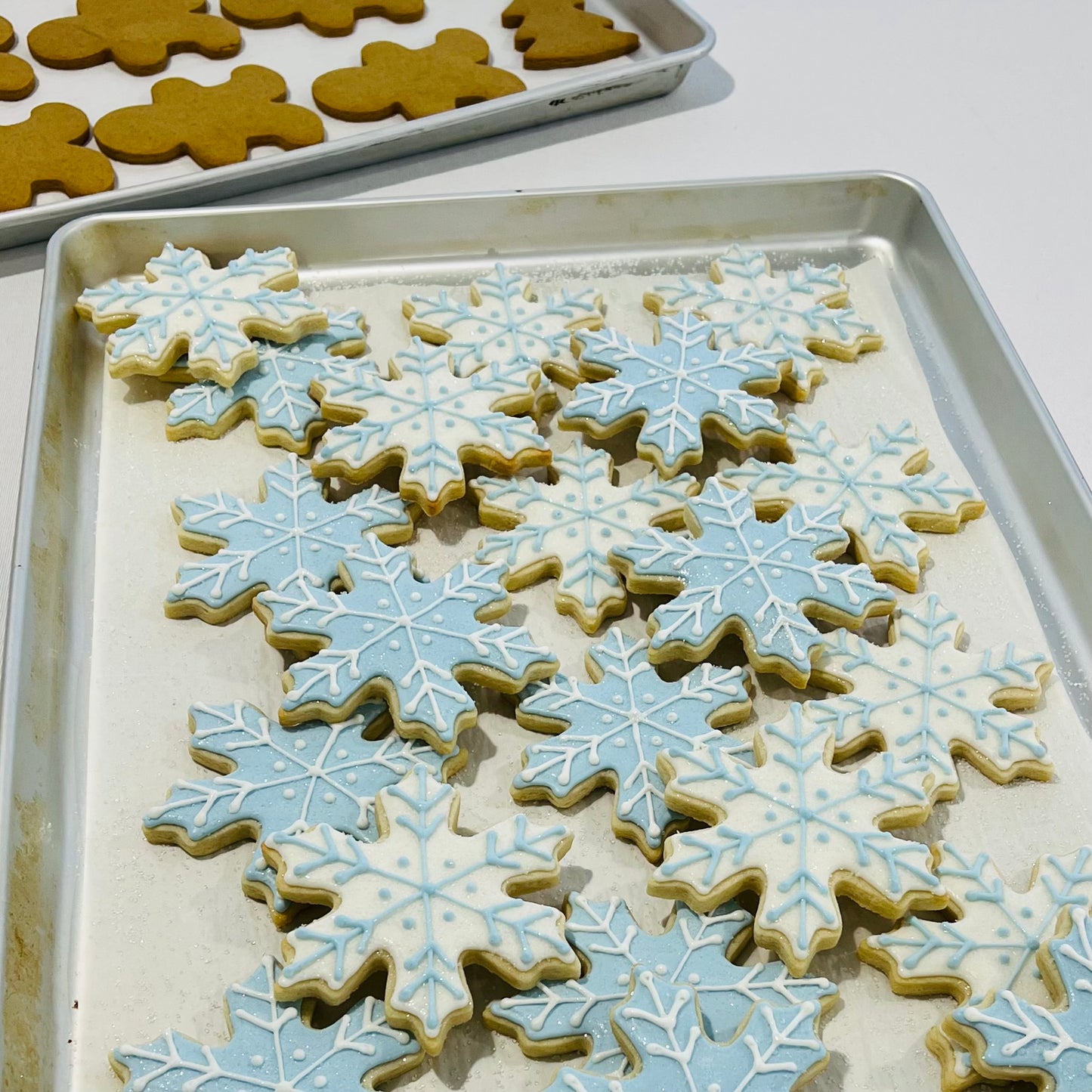 Sparkle Snowflake Cookies – Ice Blue & White Winter Sugar Cookies