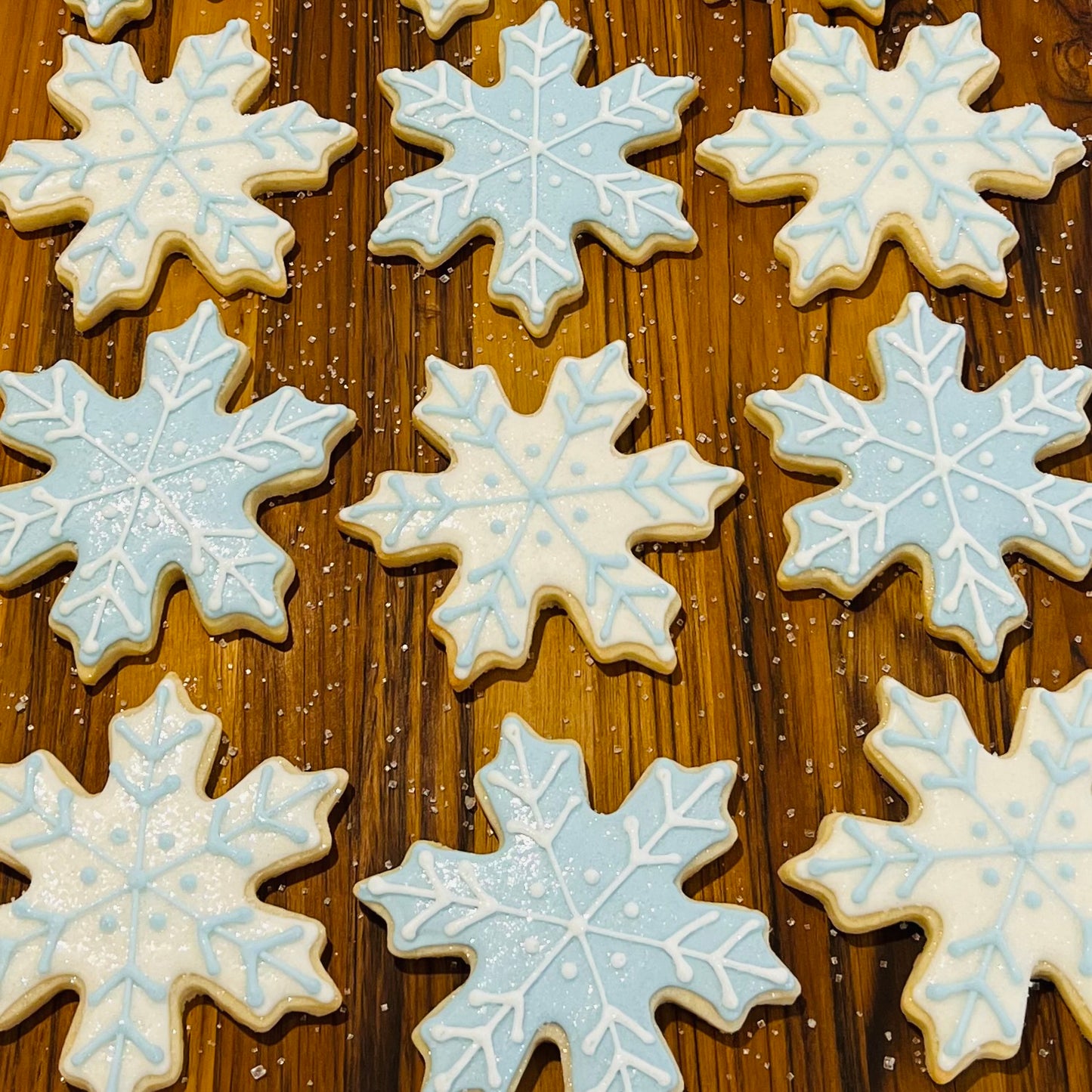 Sparkle Snowflake Cookies – Ice Blue & White Winter Sugar Cookies