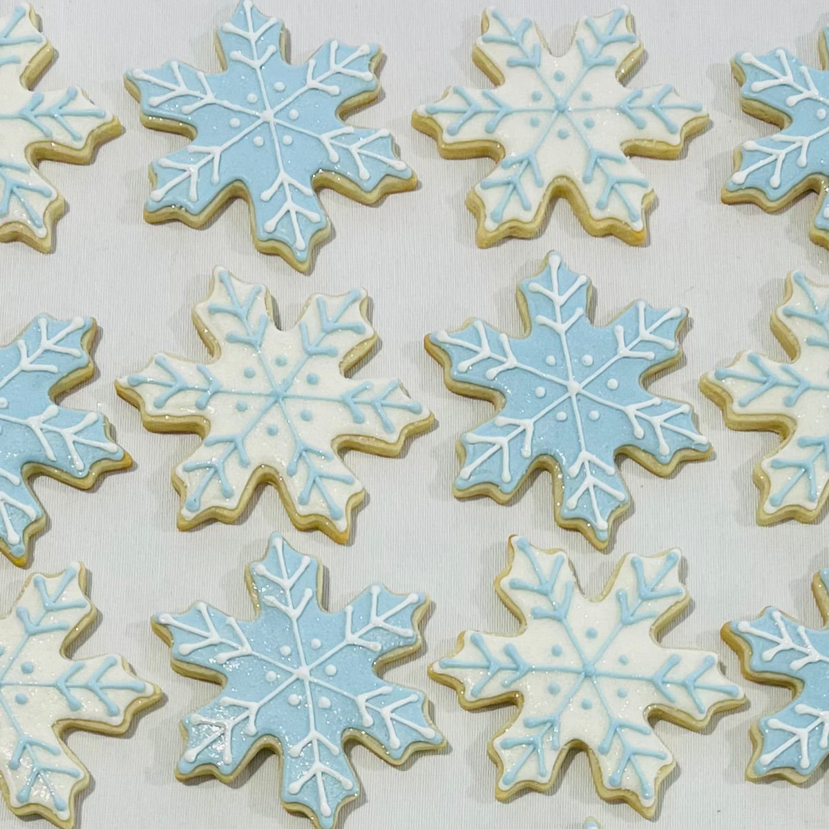 Sparkle Snowflake Cookies – Ice Blue & White Winter Sugar Cookies