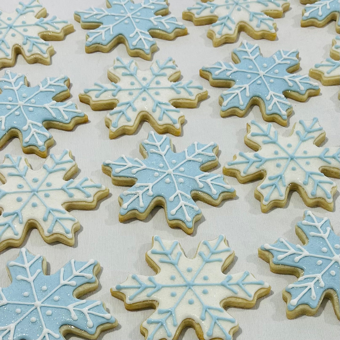 Sparkle Snowflake Cookies – Ice Blue & White Winter Sugar Cookies