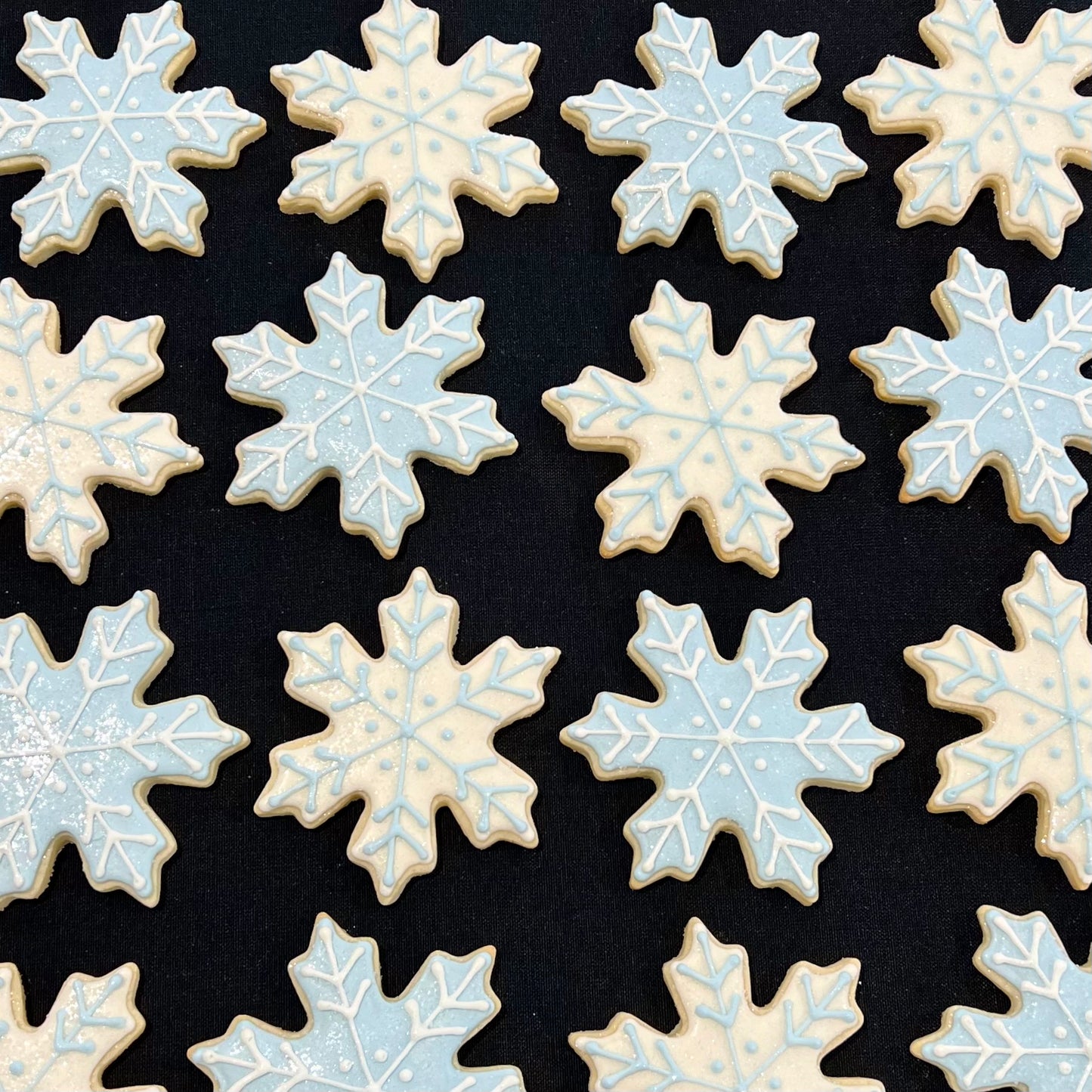 Sparkle Snowflake Cookies – Ice Blue & White Winter Sugar Cookies