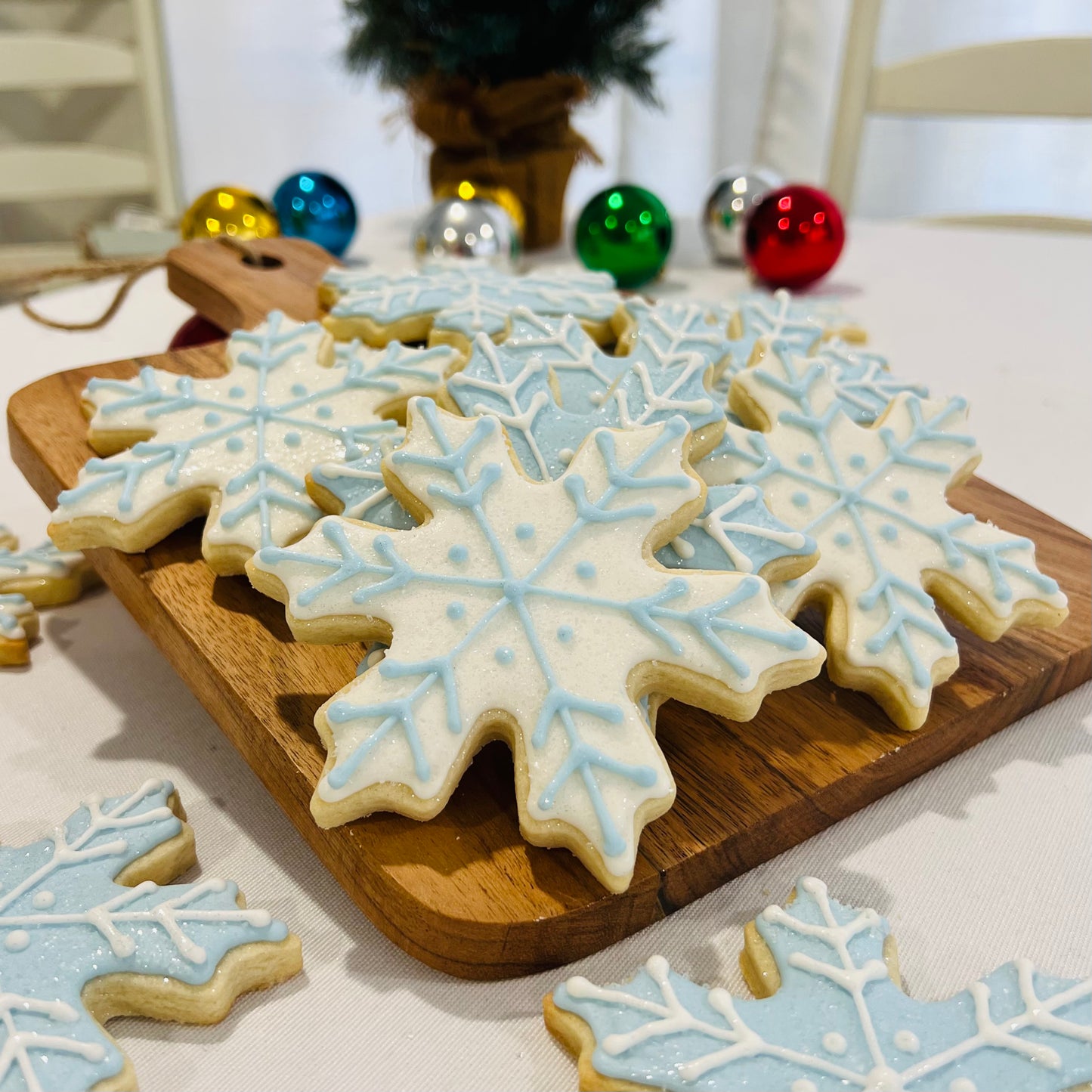 Sparkle Snowflake Cookies – Ice Blue & White Winter Sugar Cookies