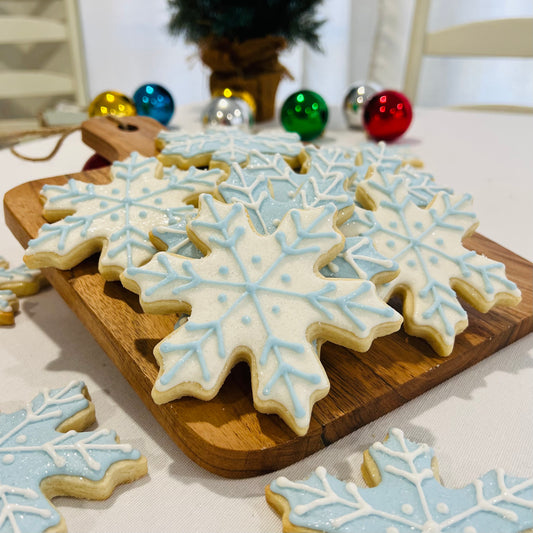 Sparkle Snowflake Cookies – Ice Blue & White Winter Sugar Cookies