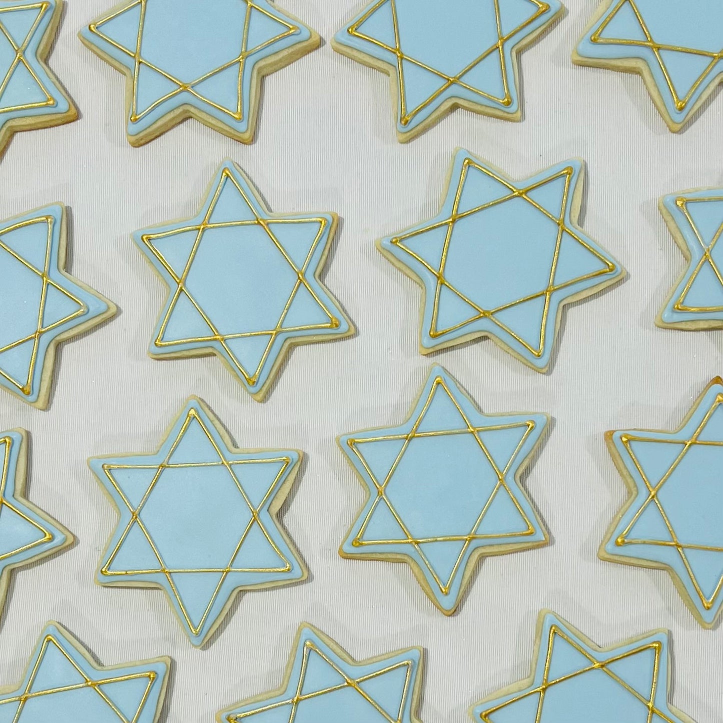Hanukkah Star Cookies – 4-Inch Ice Blue & Gold Sugar Cookies