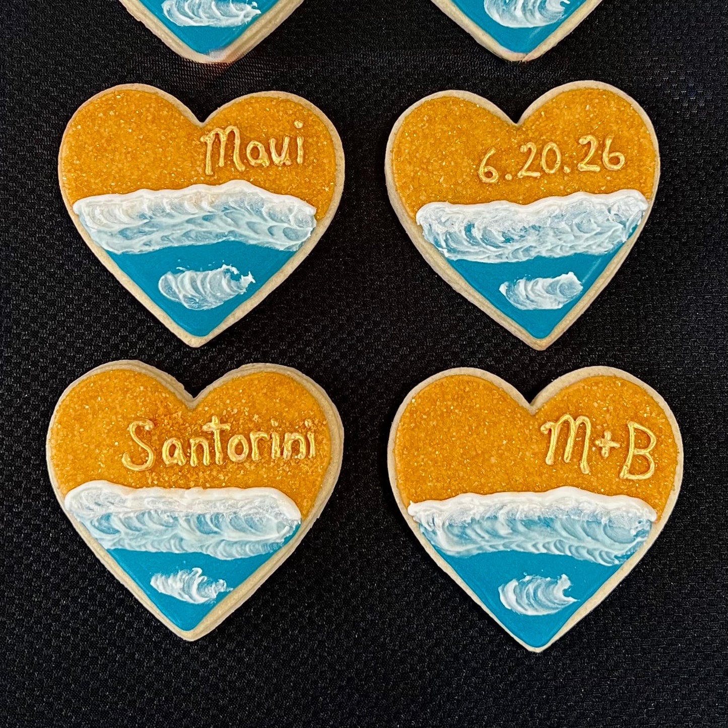 Elegant Beach Wedding Heart Sugar Cookies