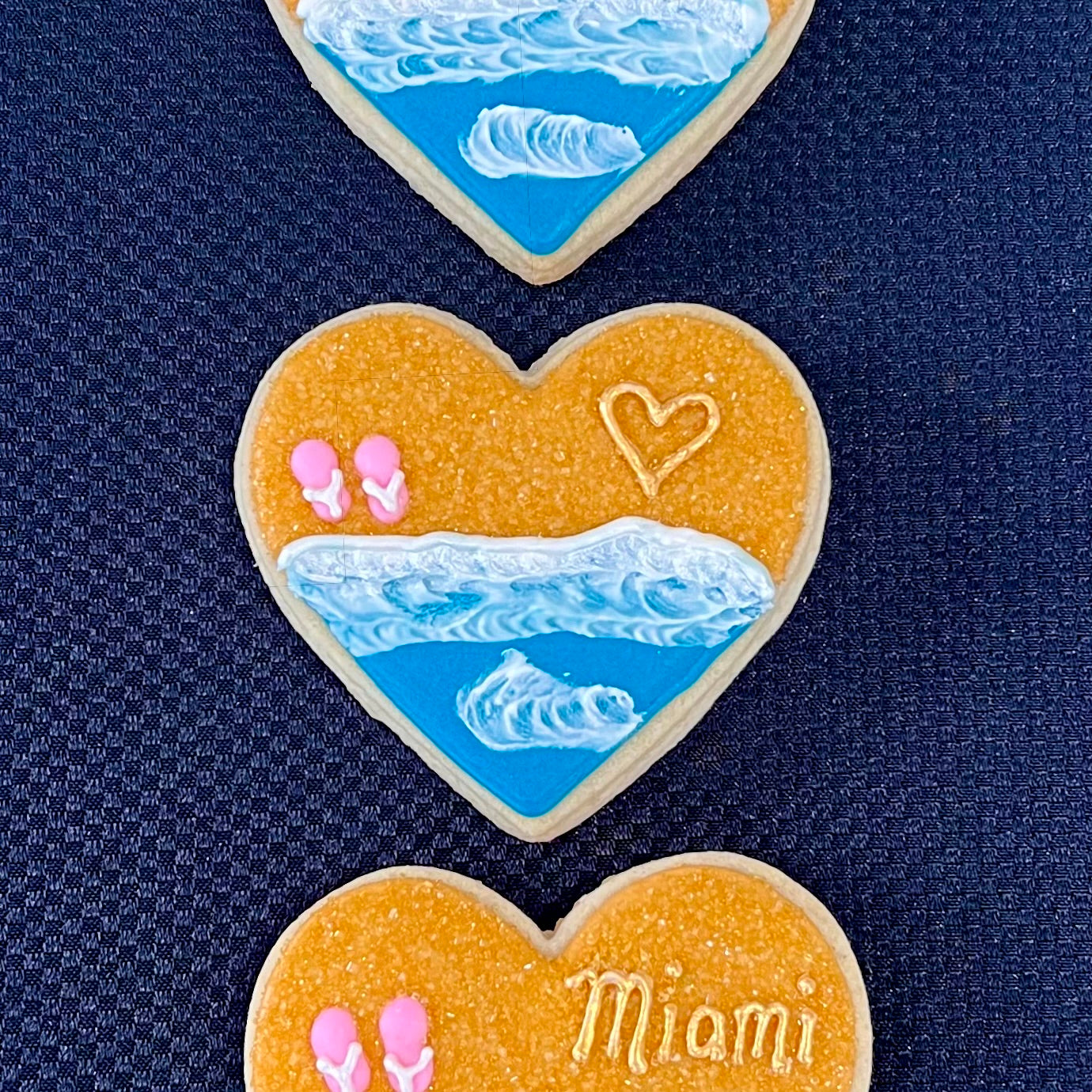 Elegant Beach Wedding Heart Sugar Cookies