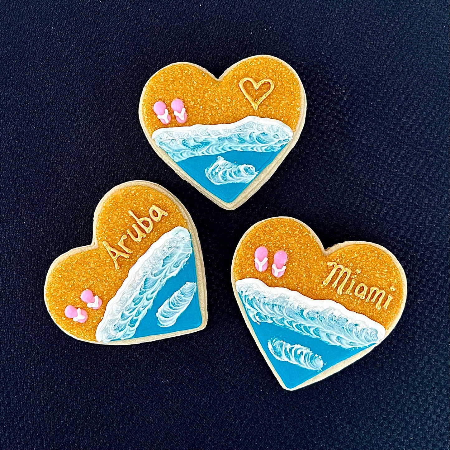 Elegant Beach Wedding Heart Sugar Cookies