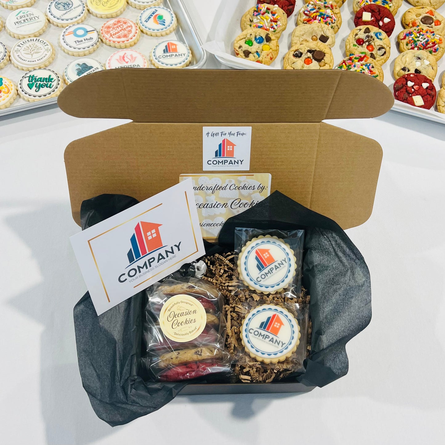 Small Corporate Cookie Gift Box – Custom Logo Cookies & Gourmet Assortment