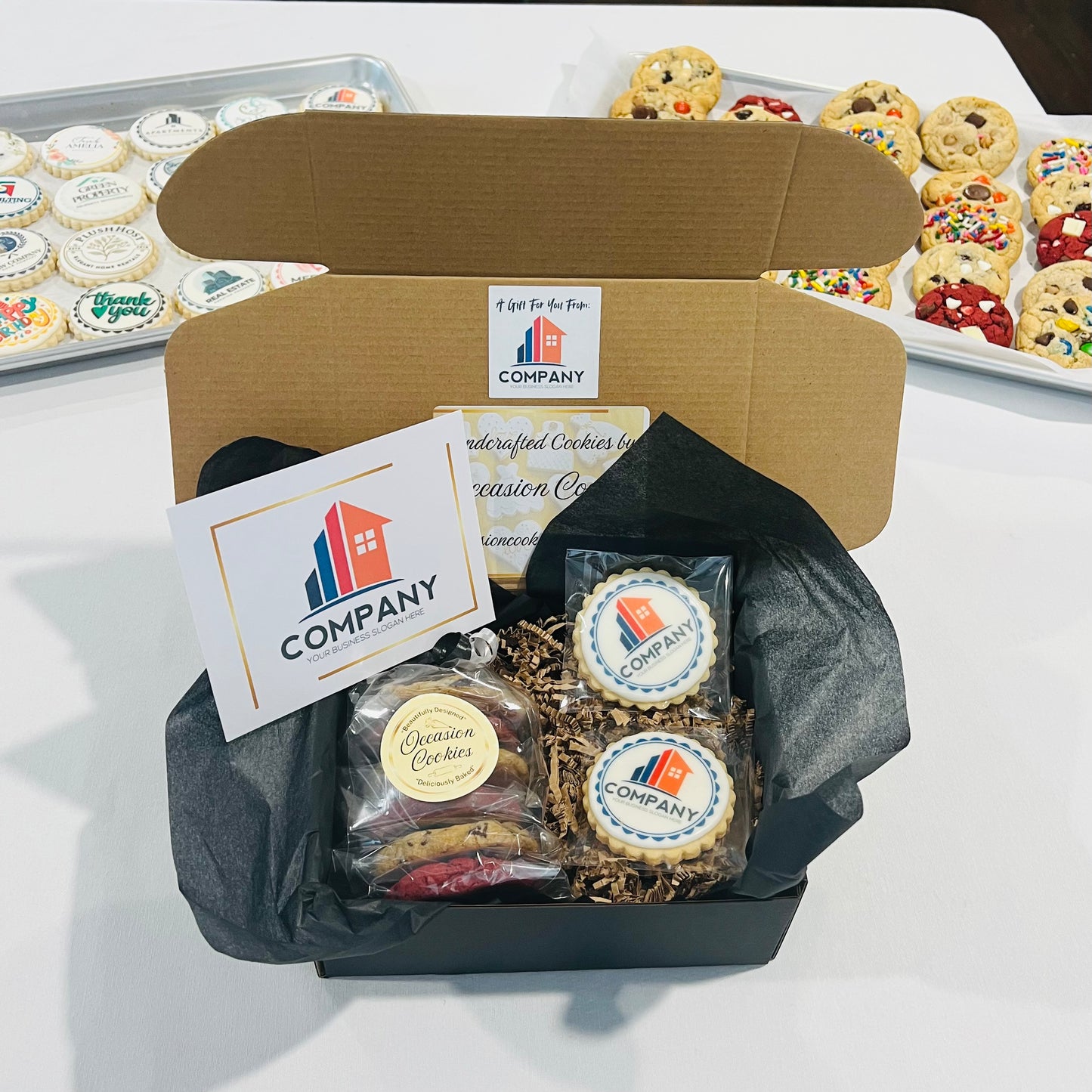 Small Corporate Cookie Gift Box – Custom Logo Cookies & Gourmet Assortment