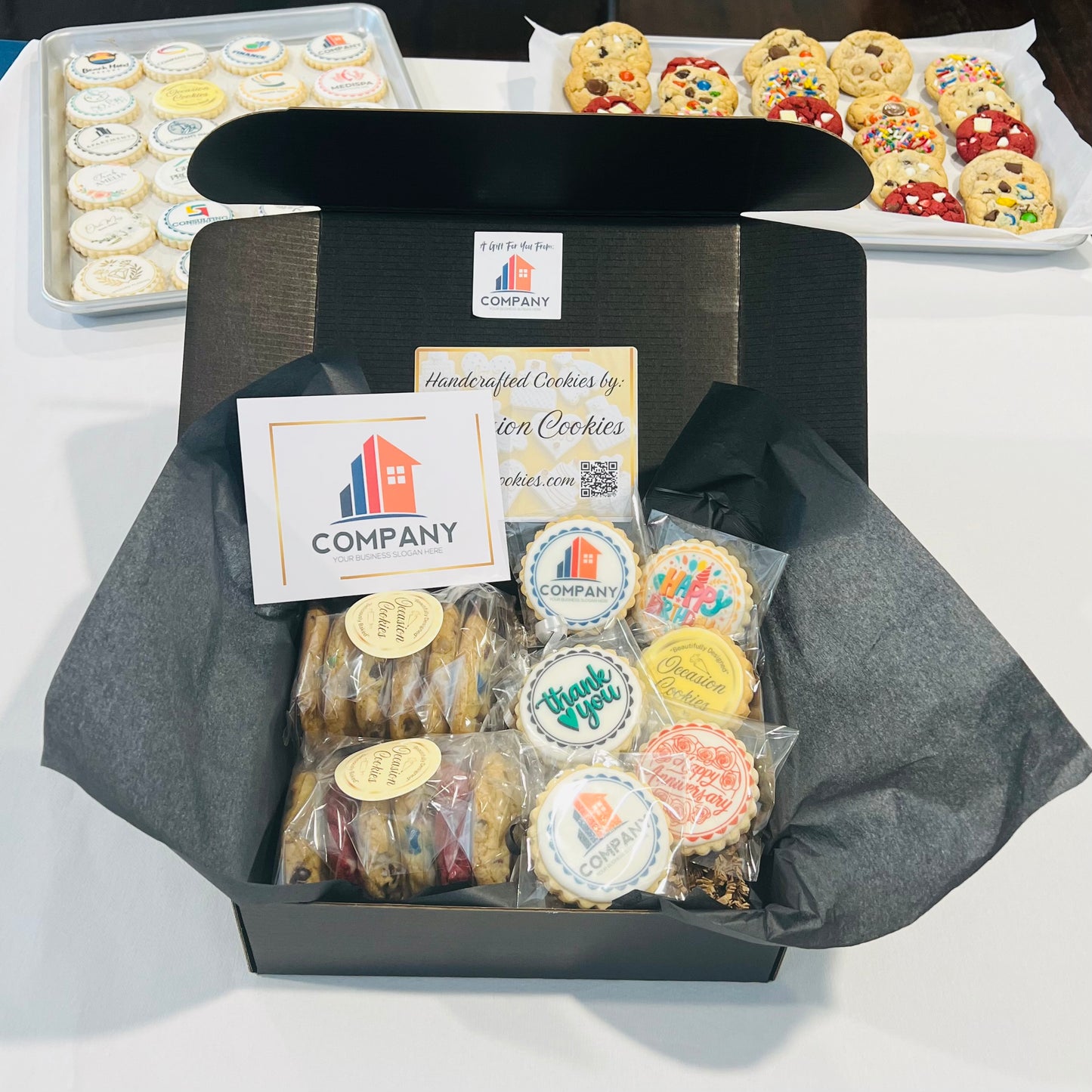 Premium Corporate Cookie Gift Box – Custom Logo Cookies & Gourmet Assortment