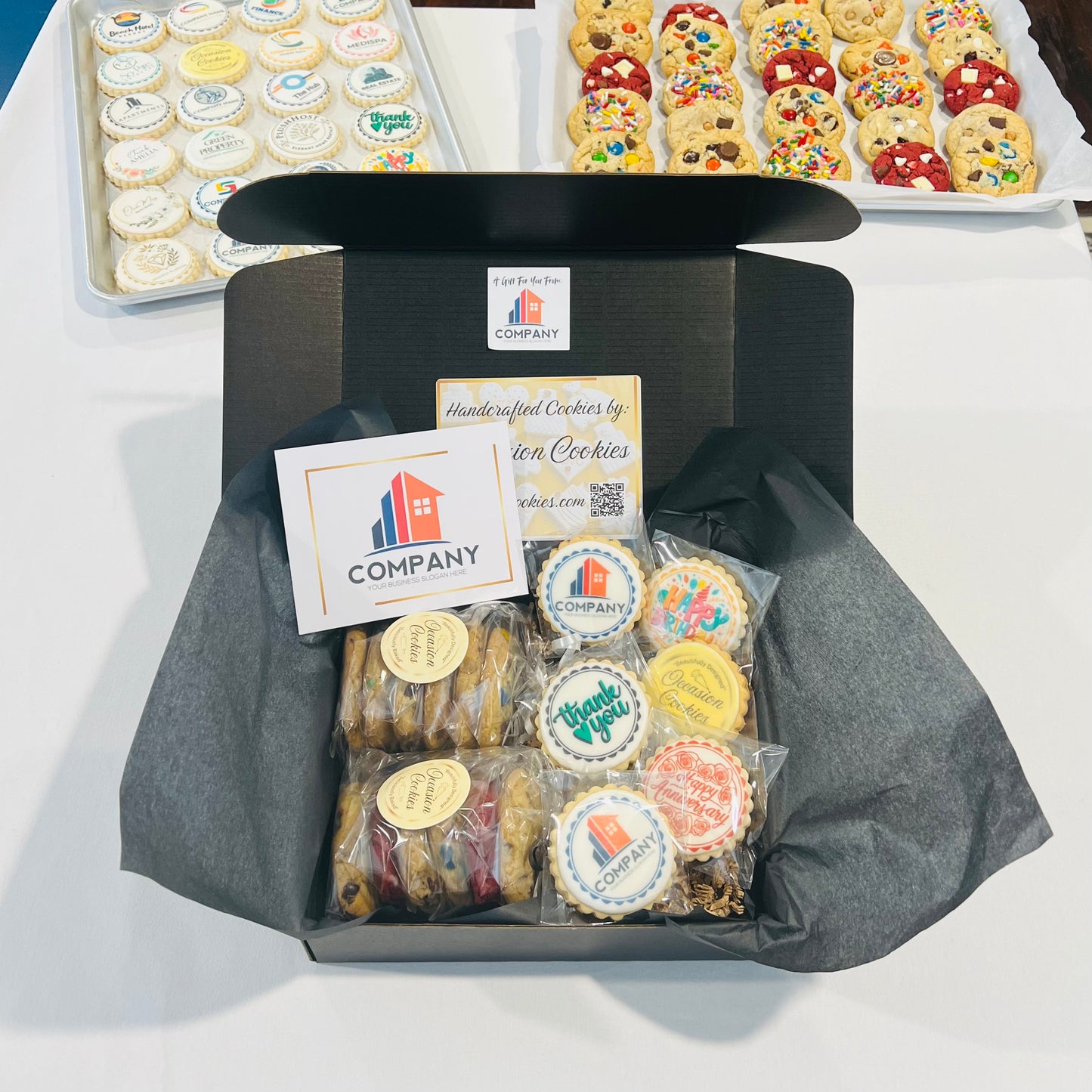 Premium Corporate Cookie Gift Box – Custom Logo Cookies & Gourmet Assortment