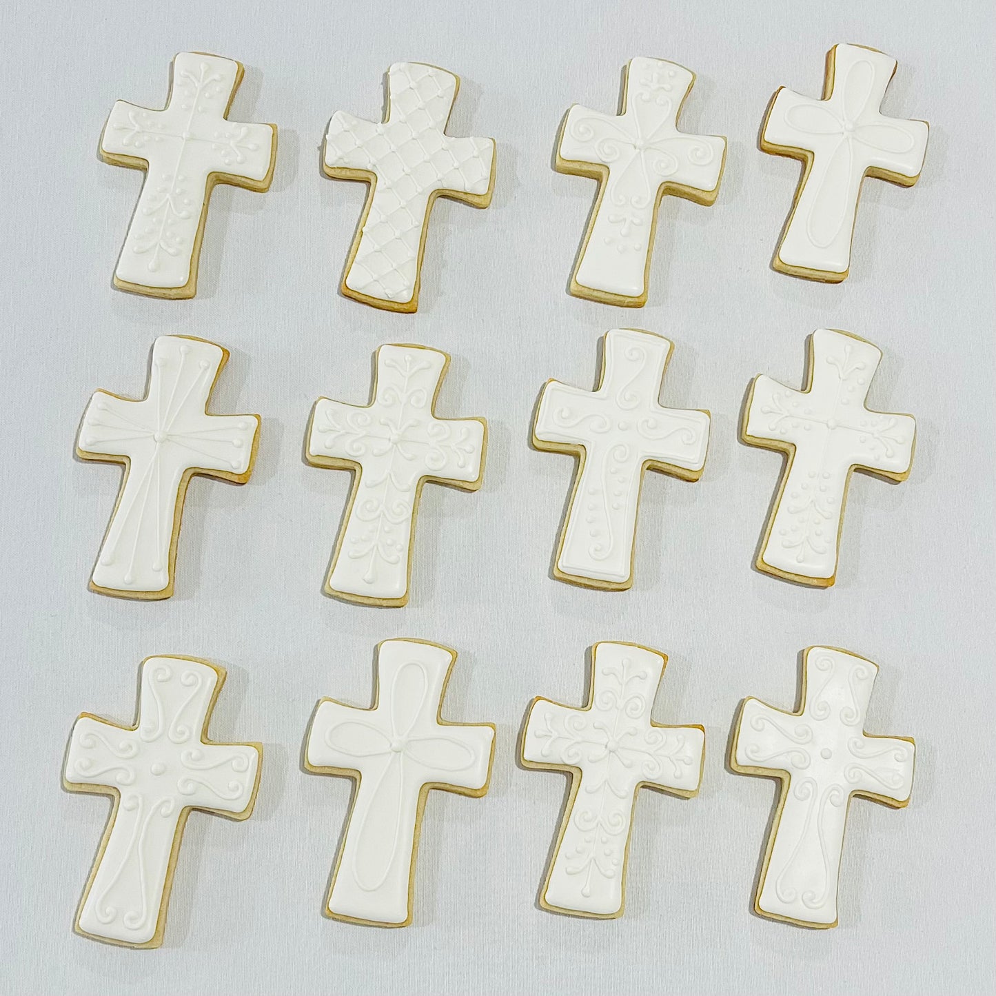 Elegant Baptism Cross Cookies | Christening & First Communion Cookies