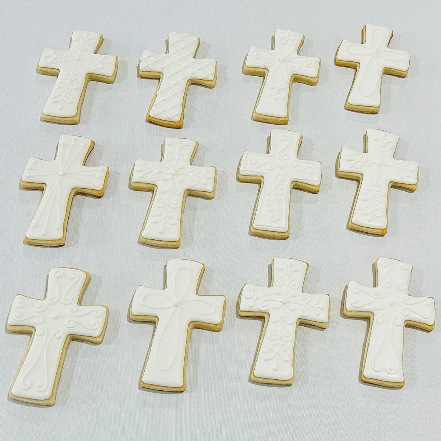 Elegant Baptism Cross Cookies | Christening & First Communion Cookies