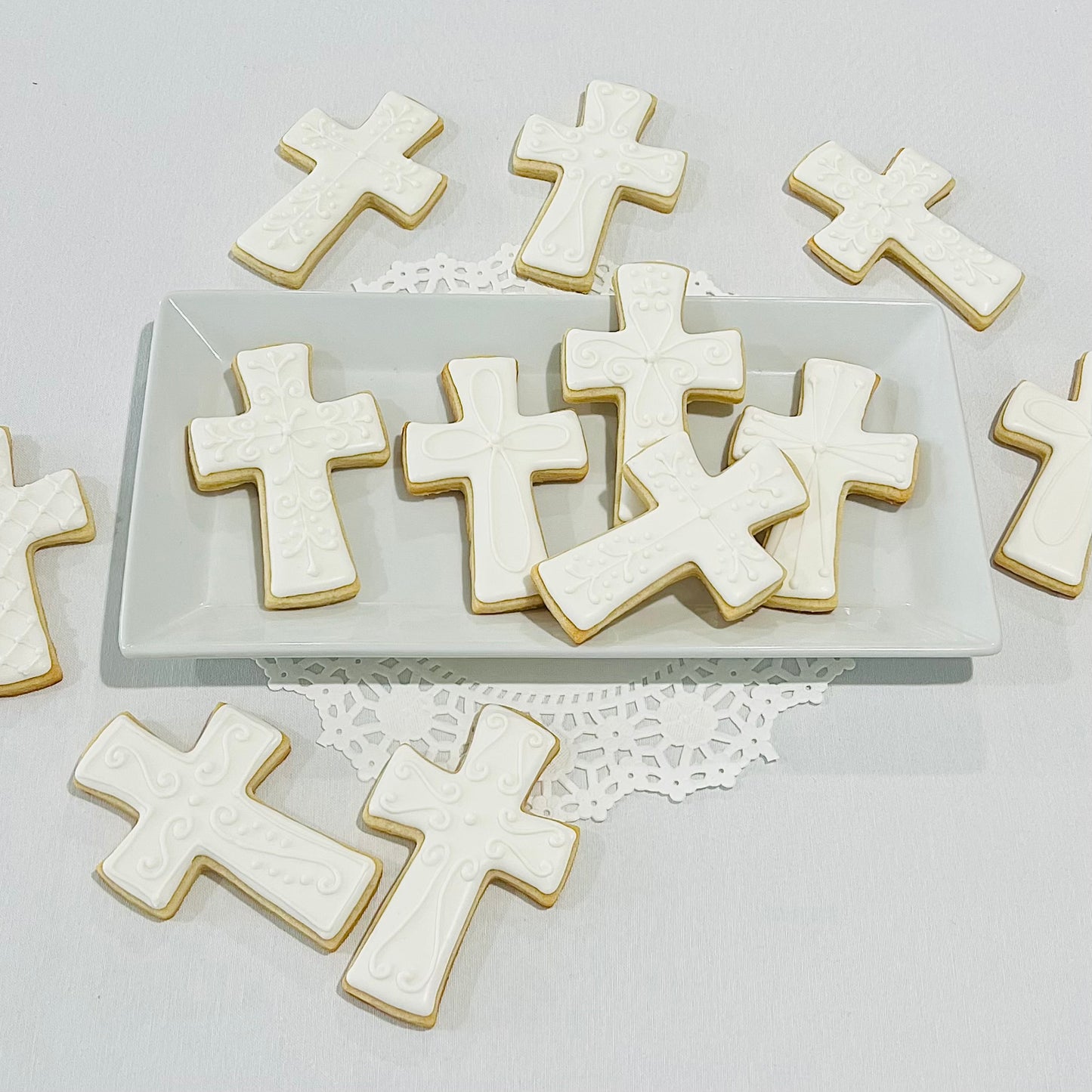 Elegant Baptism Cross Cookies | Christening & First Communion Cookies